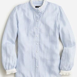 J. Crew Drapey Cupro Blue Striped Shirt